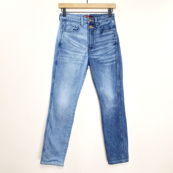 Jordache Size 26 Half & Half High Rise Vintage Crop Denim Blue Jeans - Picture 2 of 7